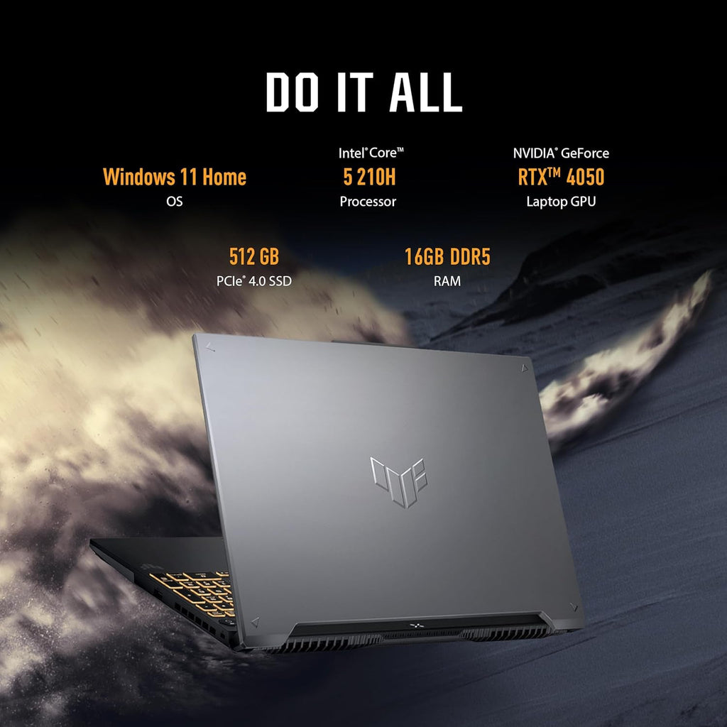 ASUS TUF Gaming F16 Gaming Laptop, 16” FHD+ 144Hz Ips-Level 16:10 Display, Intel® Core™ 5 210H, NVIDIA® Geforce RTX™ 4050, 16GB DDR5, 512GB Pcie Gen4 SSD, Wi-Fi 6, Win11 Home, FX607VU-SS53